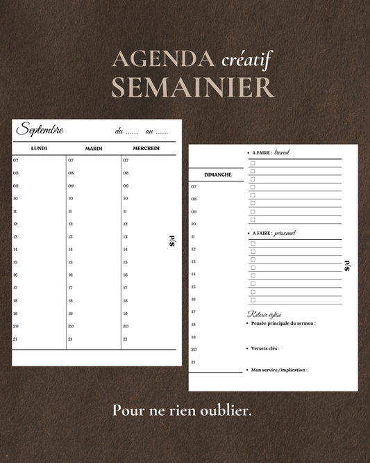 Agenda semainier Créatif (non daté)