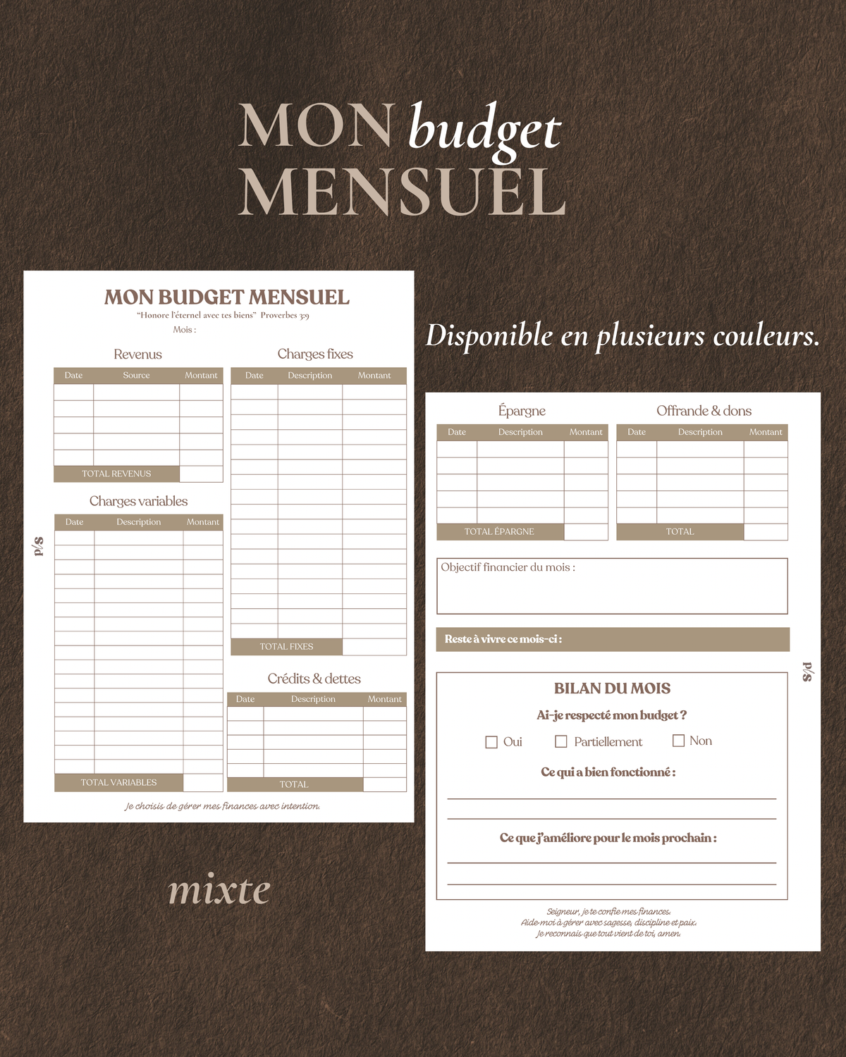 Mon budget mensuel