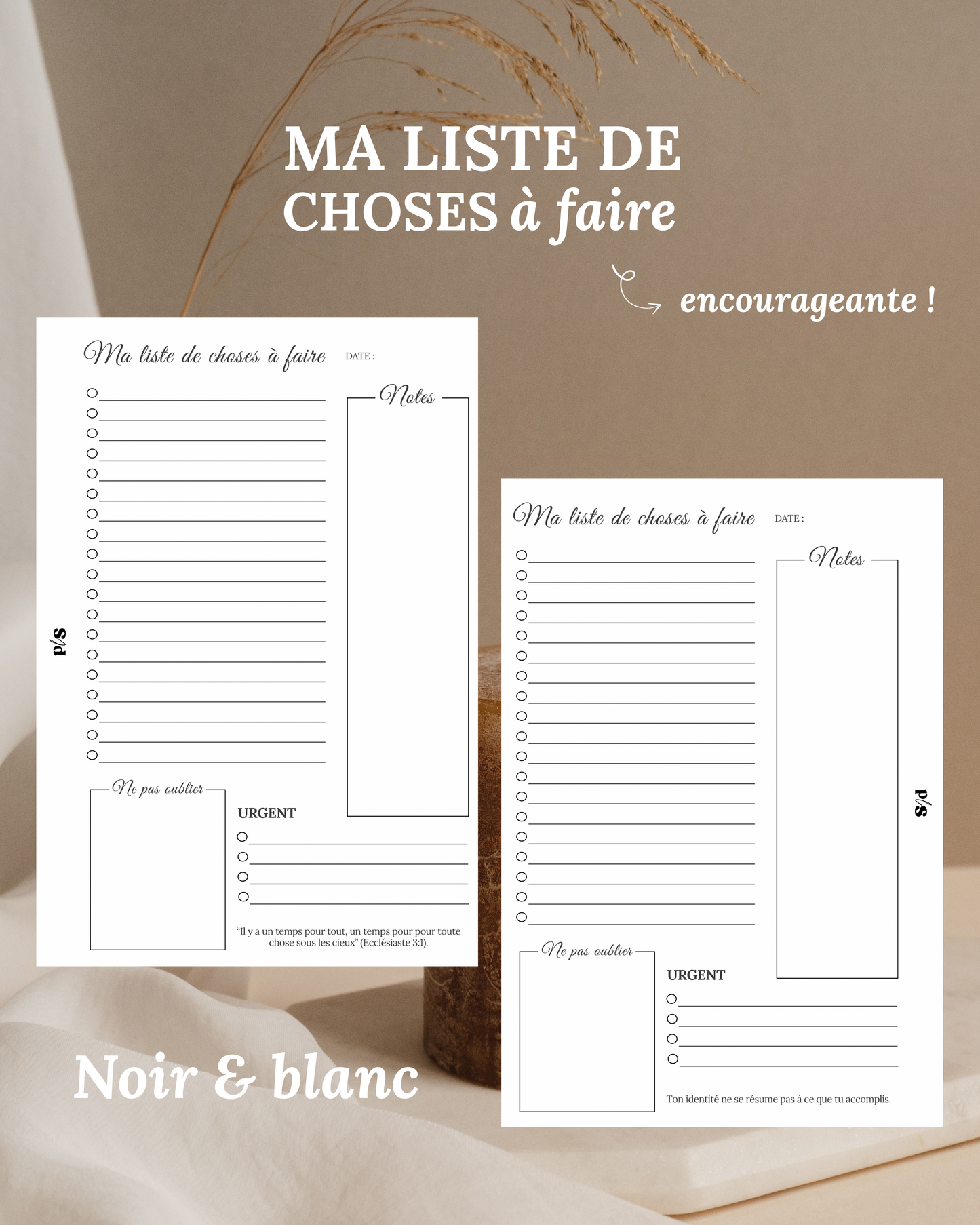 Ma liste de choses à faire encourageante (to-do list)