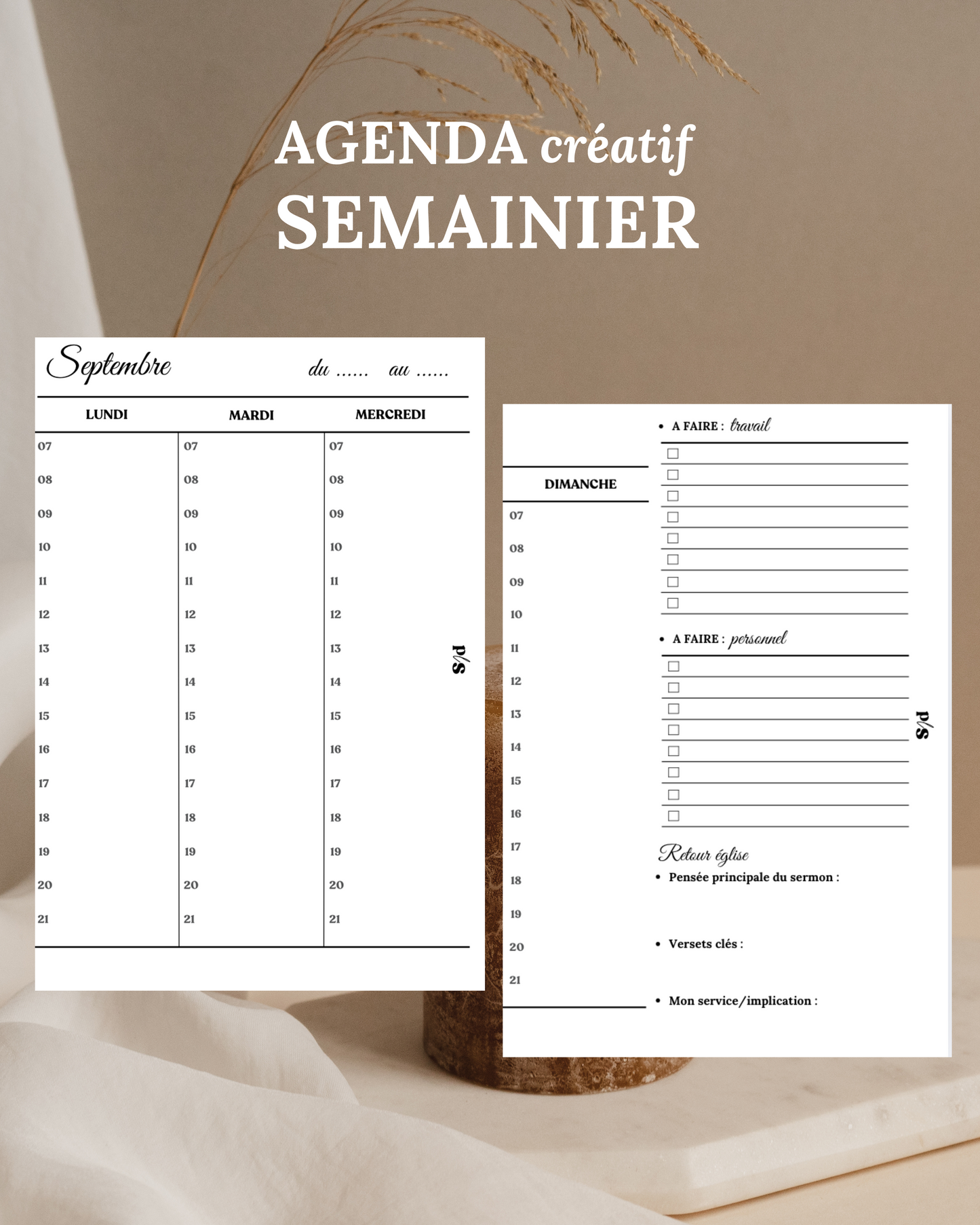 Agenda semainier Créatif (non daté)