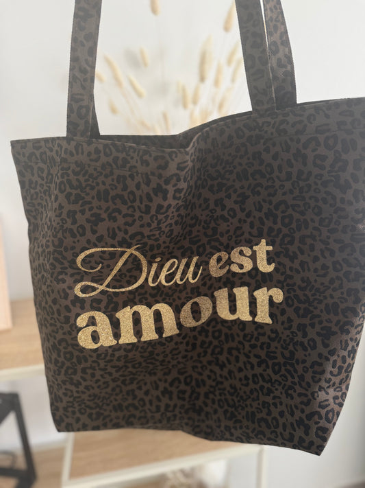Tote Bag Léopard "Dieu est amour"