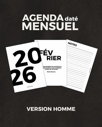 Agenda 2026 mensuel (homme)