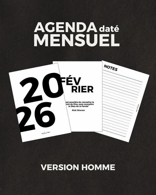 Agenda 2026 mensuel (homme)