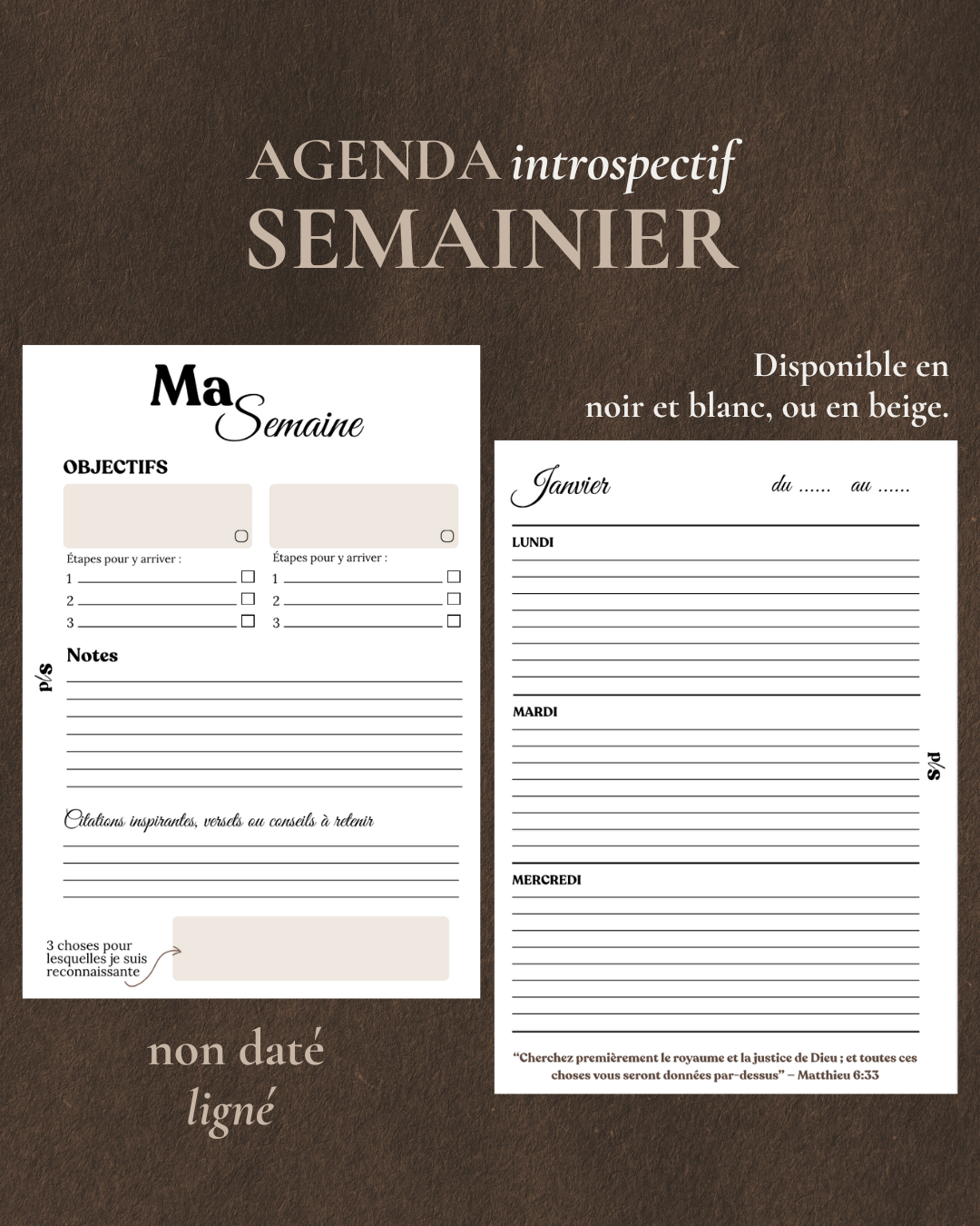 Agenda semainier Introspectif (non daté)