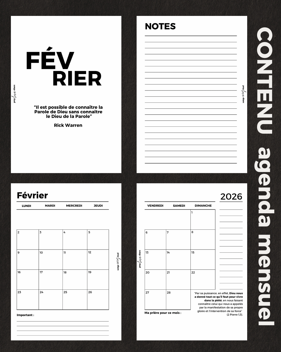 Agenda 2026 mensuel (homme)