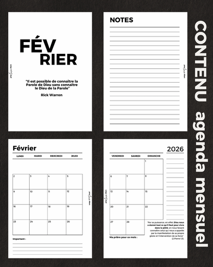 Agenda 2026 mensuel (homme)