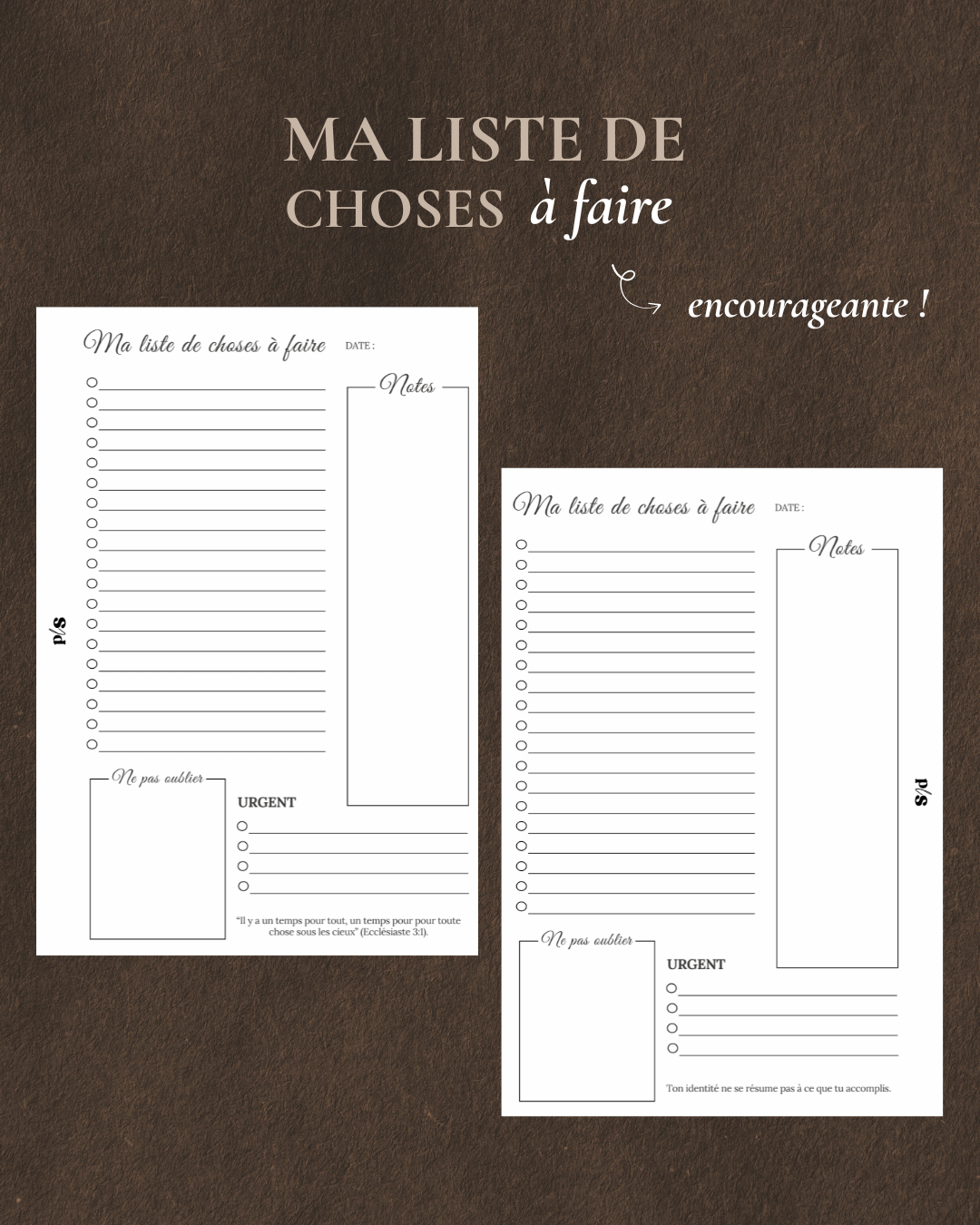 Ma liste de choses à faire encourageante (to-do list)