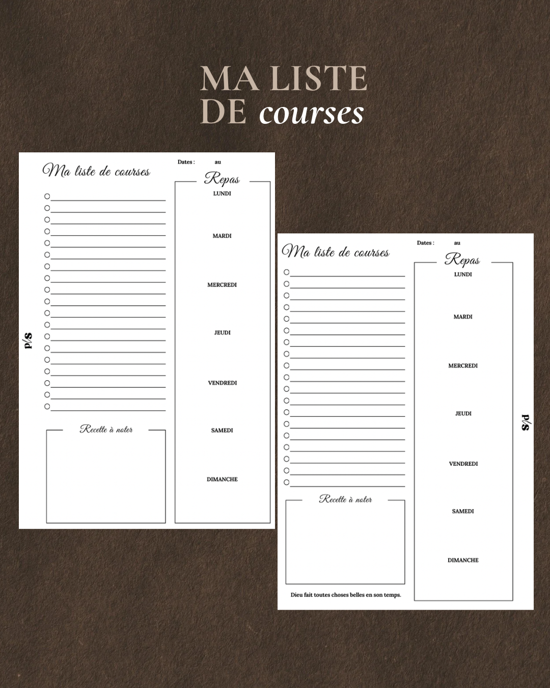 Ma liste de courses & menu