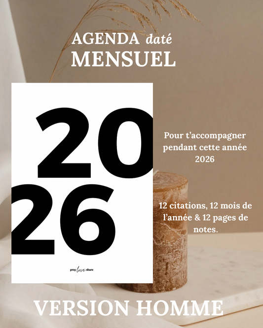 Agenda 2026 mensuel (homme)