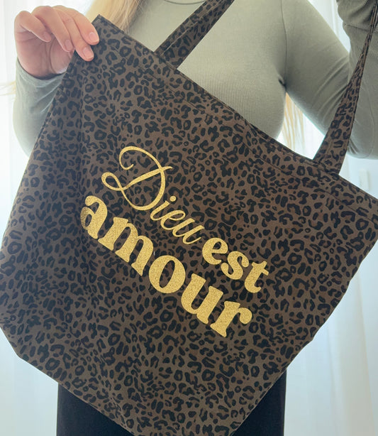 Tote Bag Léopard "Dieu est amour"